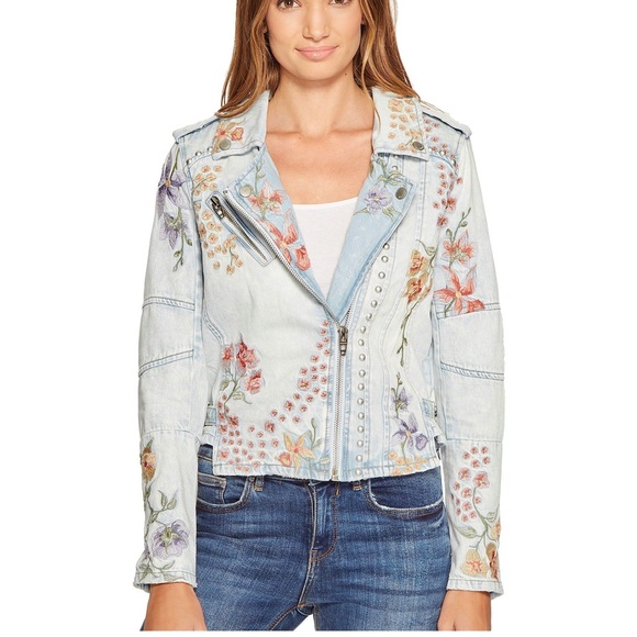 Blank NYC Jackets & Blazers - Blank NYC Floral Embroidered Denim Studded jacket